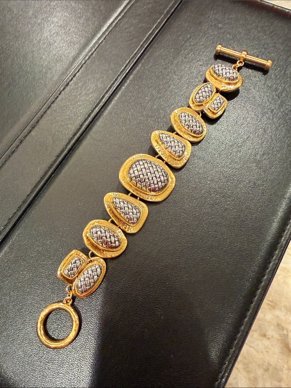 Brighton Gold and Silver Woven Link Toggle Bracelet - Women Jewelry
